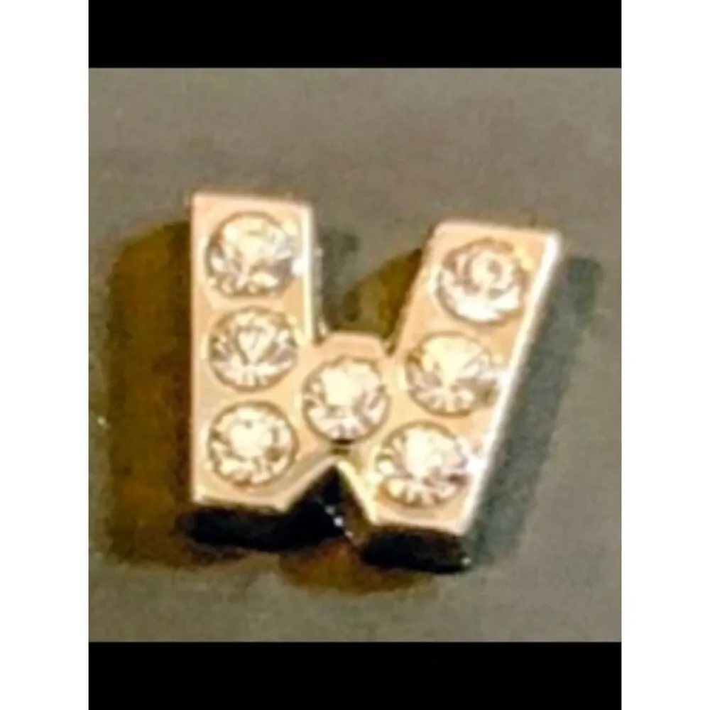 Letter W Charm With Rhiestones For Floating Lockets